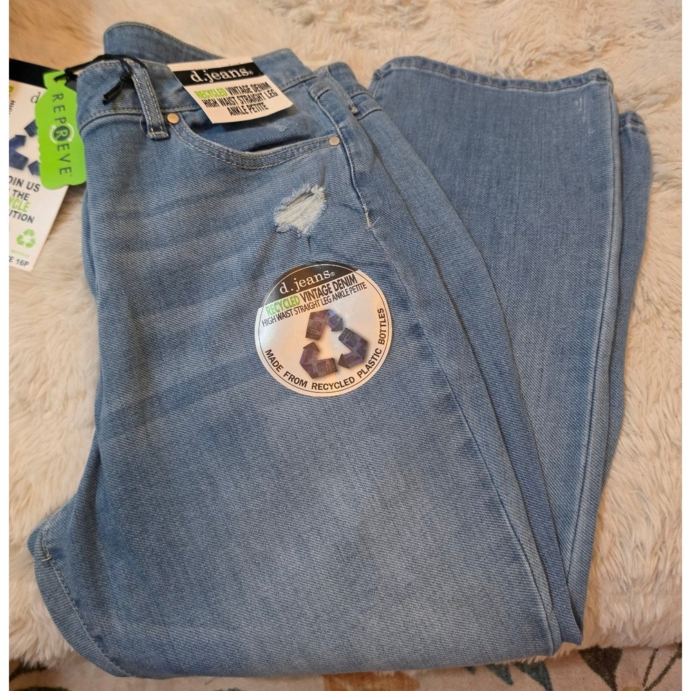NWT d.jeans Recycled Vintage Denim High Waist Straight Leg Ankle Jeans - Size 16
